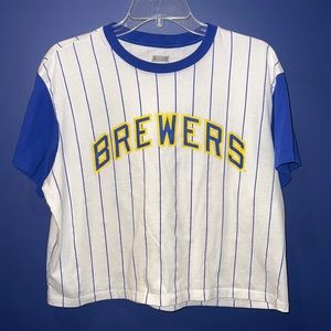 Womens Milwaukee Brewers Cropped T-Shirt, Size L